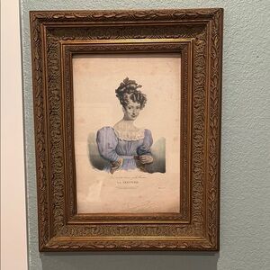 Antique Victorian Lithograph in Ornate Gold Frame